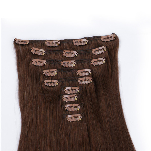 Clip in Dark brown Straight long Brazilian Clip in Hair Extension 300g Remy Human CLIP IN HAIR HN221